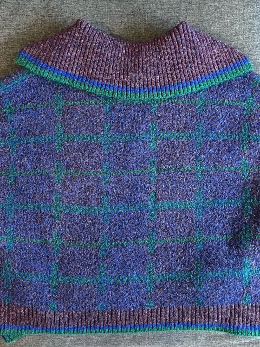 Zara Plaid Knit Sweater | Large - Picture 6 of 6